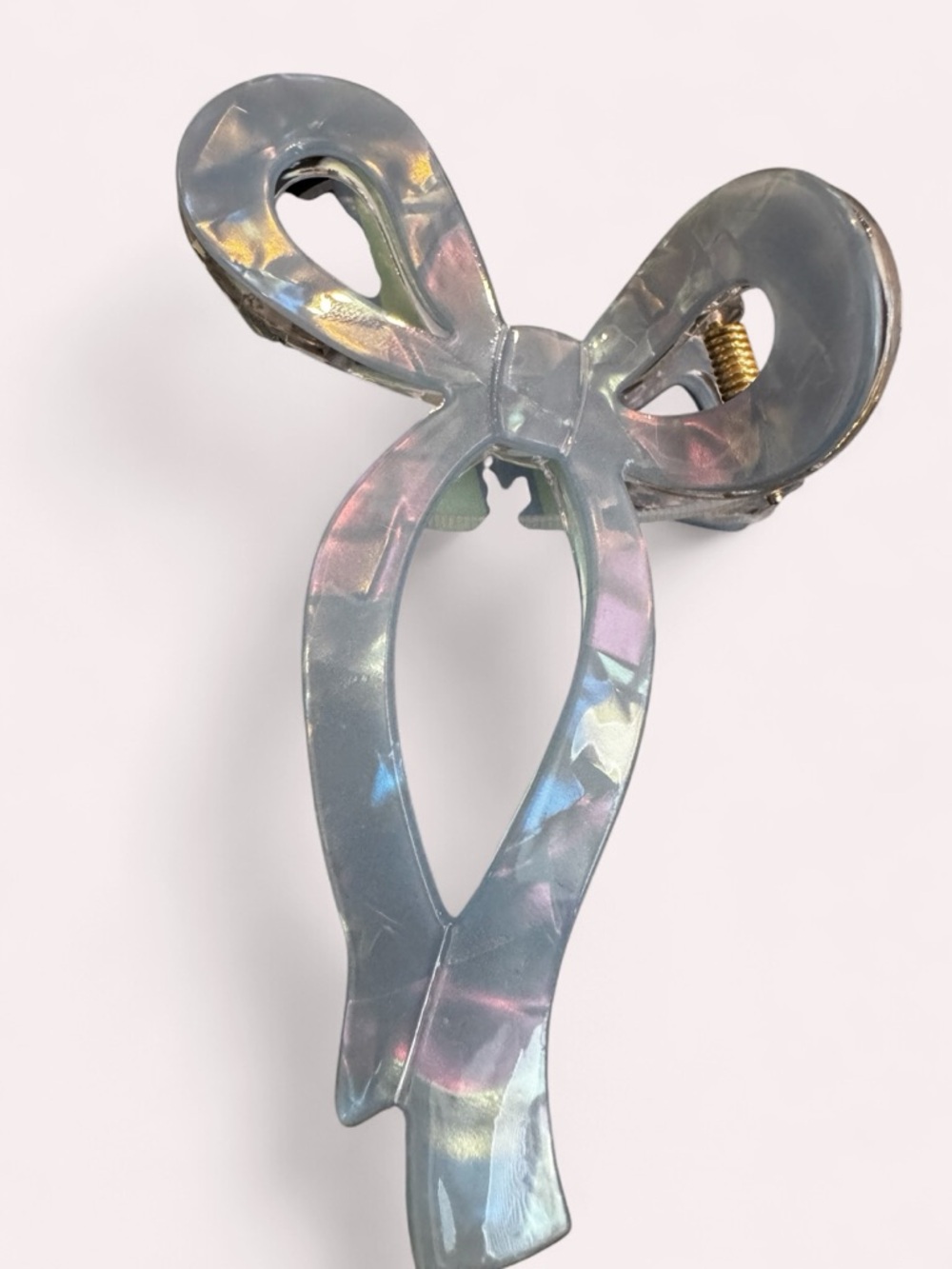 Piper K Bow Hair Clips - Coral and Pearl Blue - Picture 3 of 3